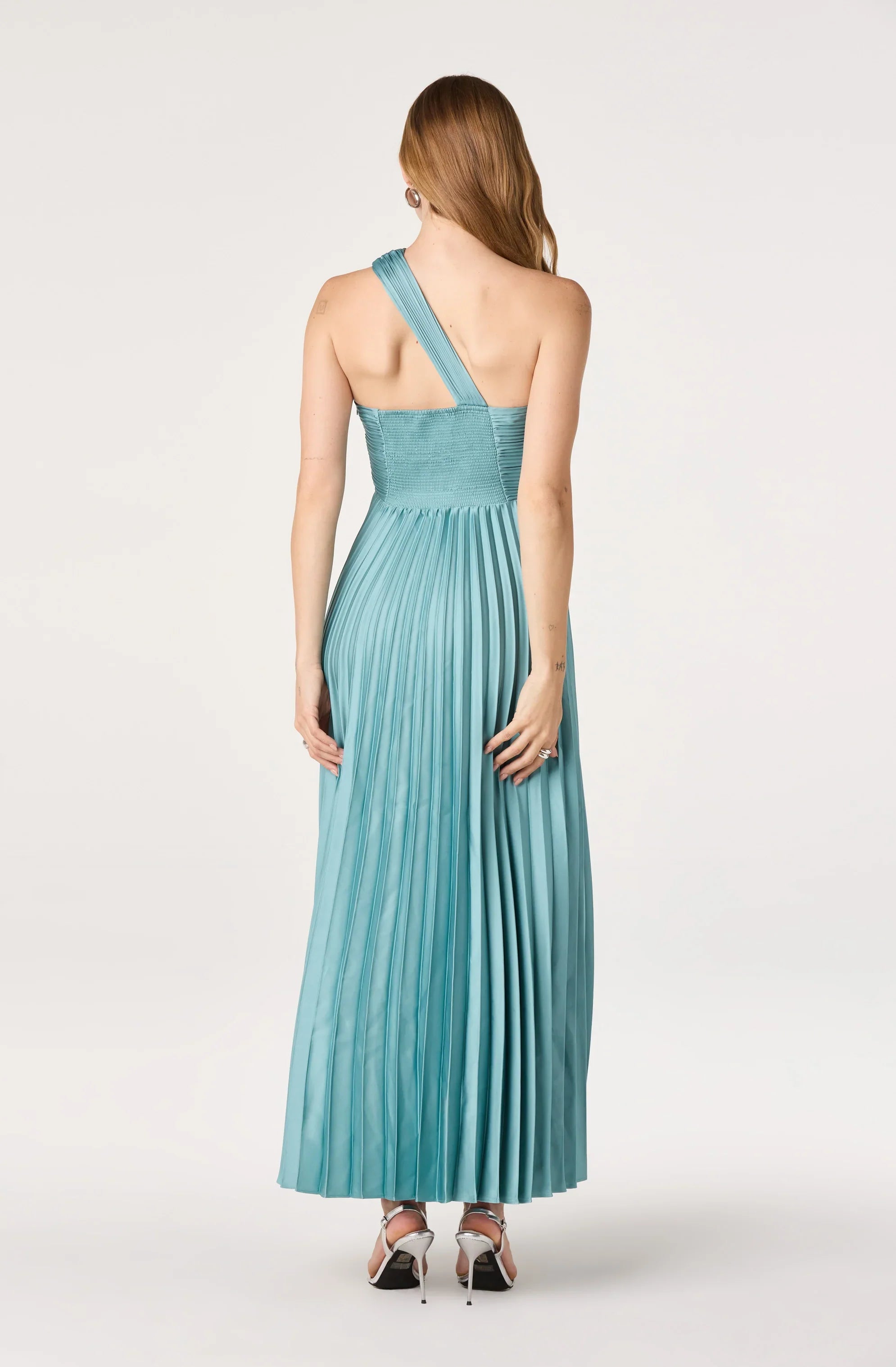 Rasya One-Shoulder Pleated Maxi Dress