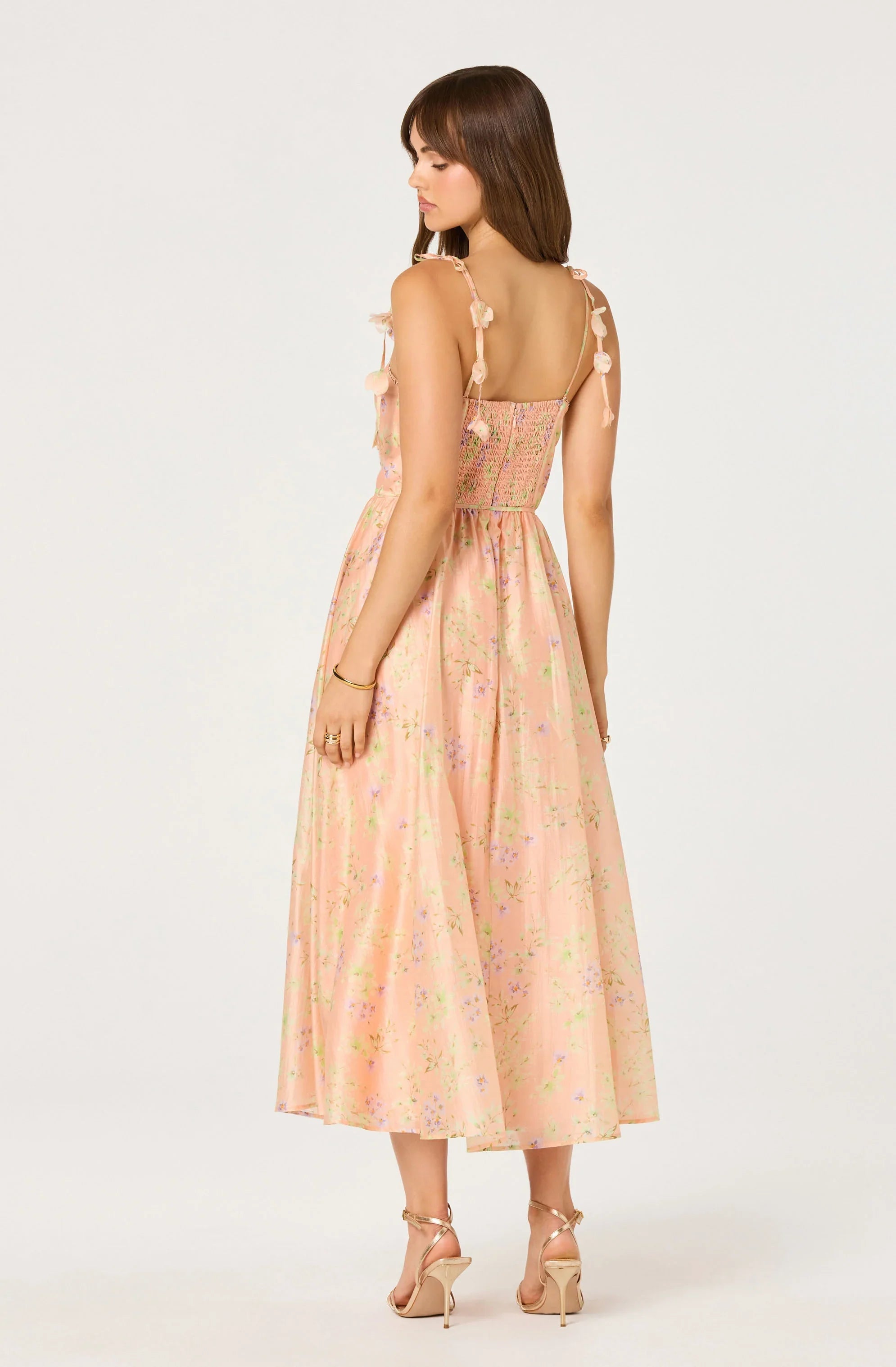 Halcyon Floral 3D Flower Appliqué Midi Dress