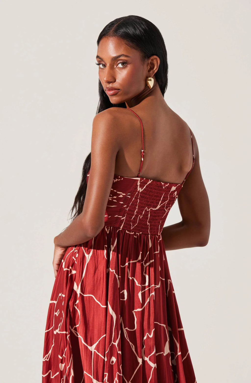 Maeve Pleated Satin Midi Dress