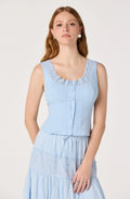 Victoria Crochet Trim Button-Front Top