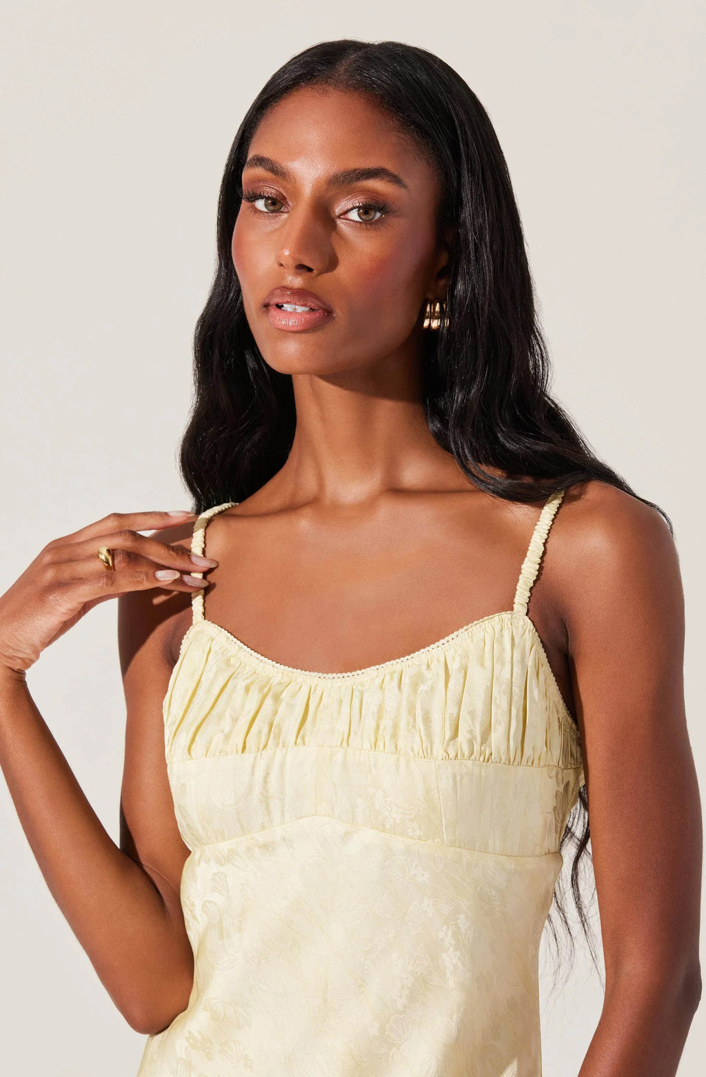 Kaiya Floral Jacquard Satin Midi Dress