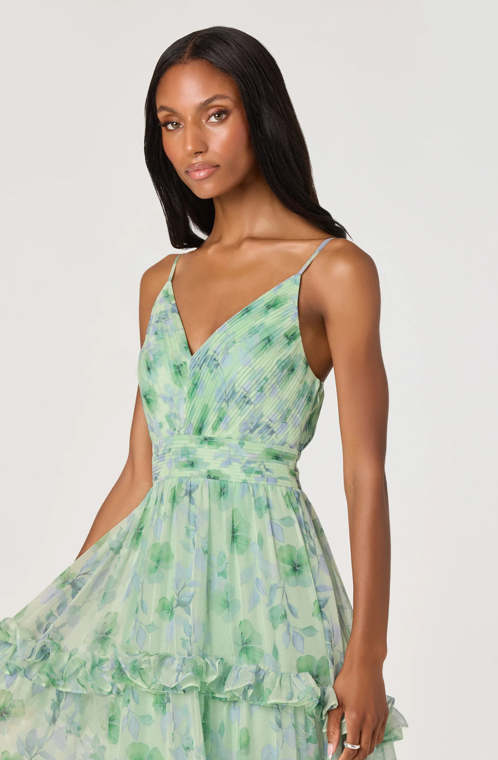 Ayanna Floral Pleated Tiered Maxi Dress