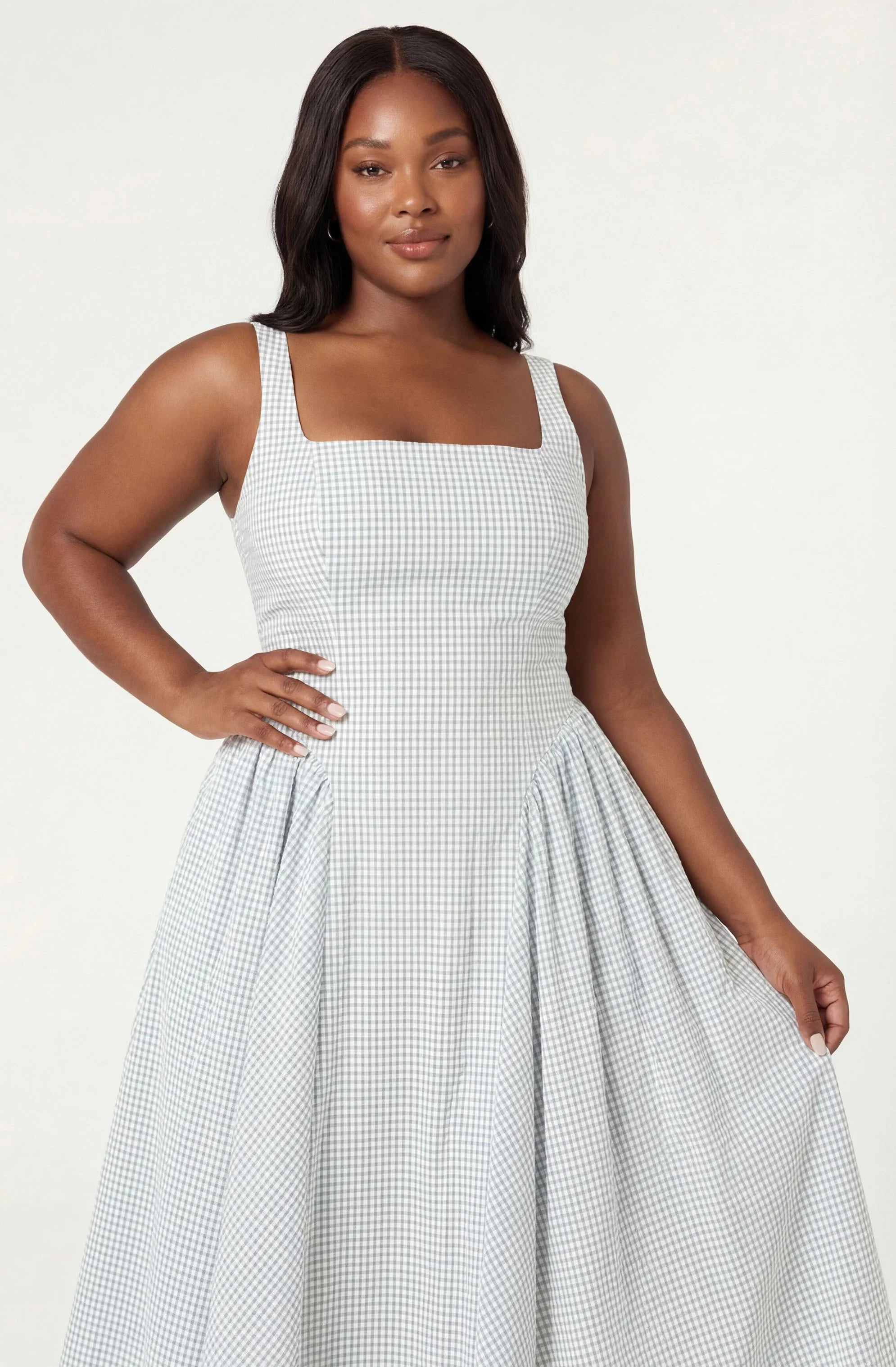 Vinya Plaid Bow-Back Midi Dress
