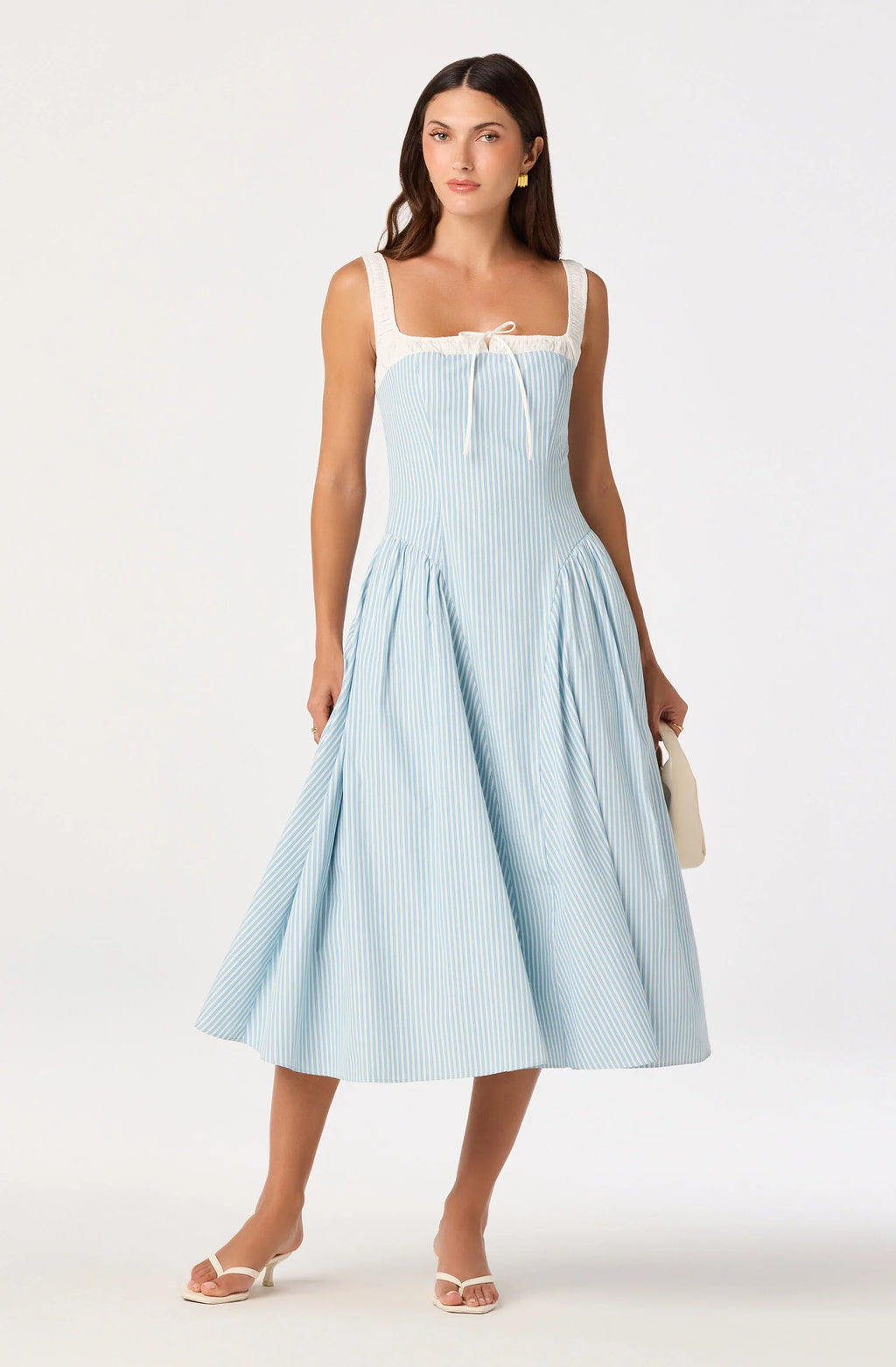 Hazel Striped Drop-Waist Midi Dress