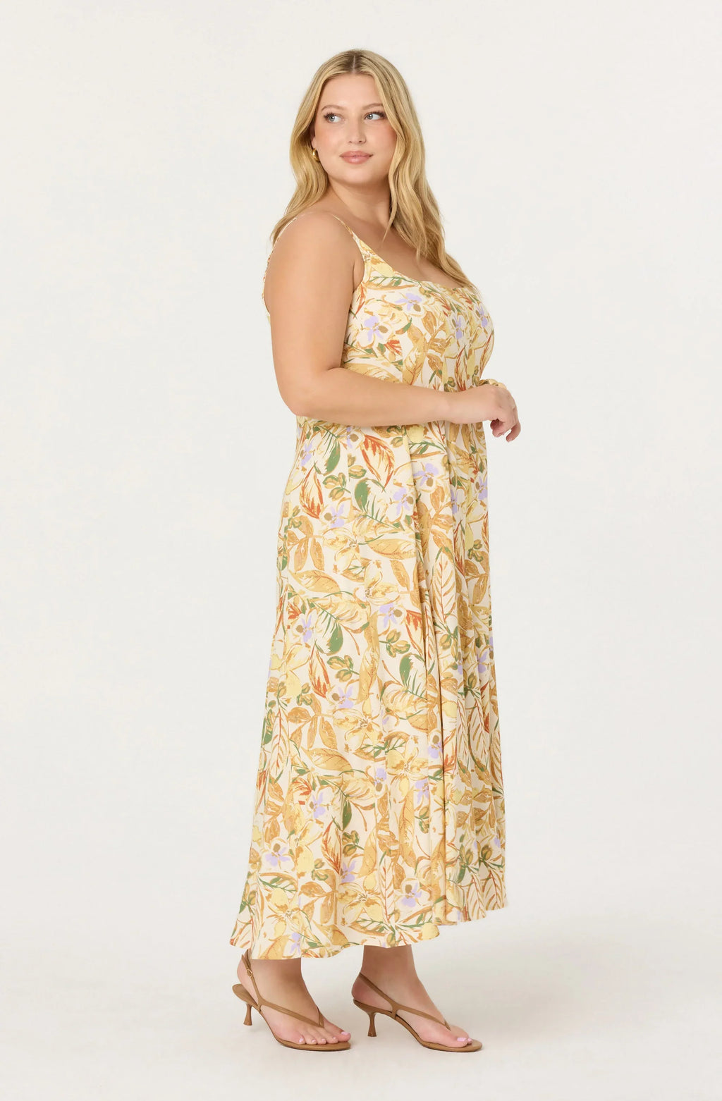 Jaleyah Paneled Flare Floral Midi Dress