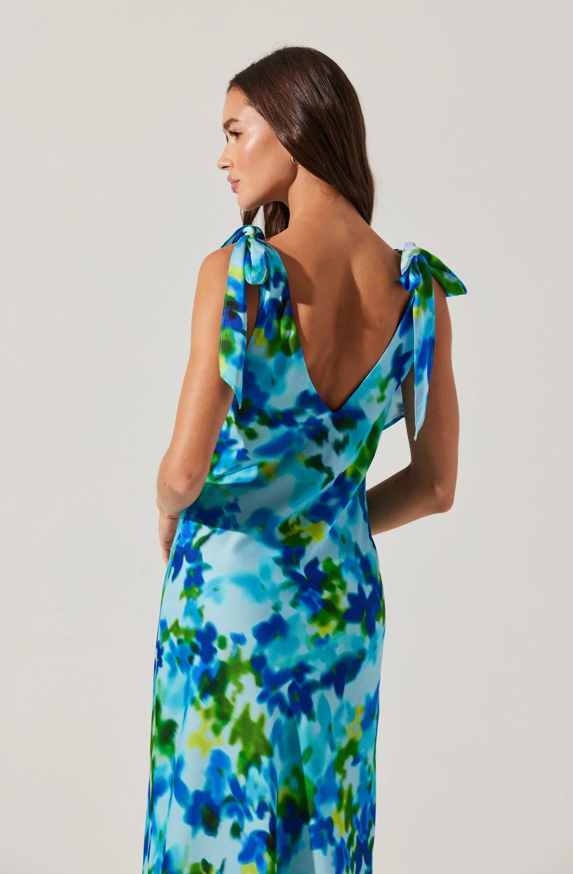 Allexina Satin Cowl Neck Midi Dress