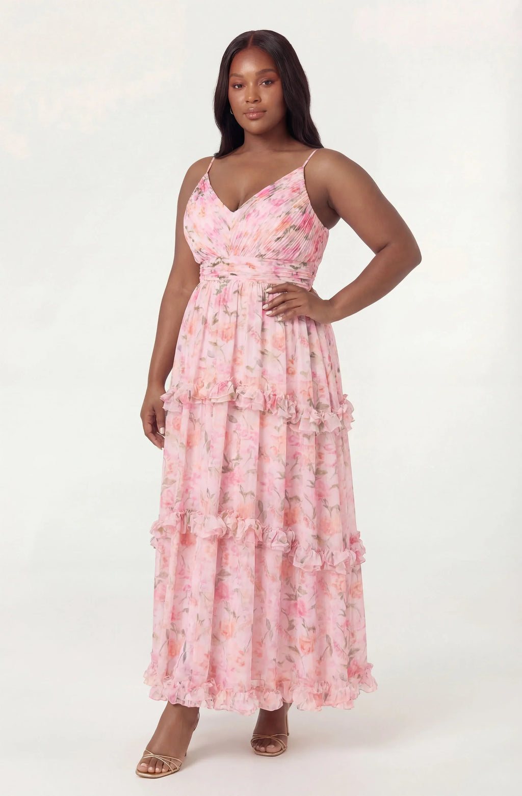 Ayanna Floral Pleated Tiered Maxi Dress