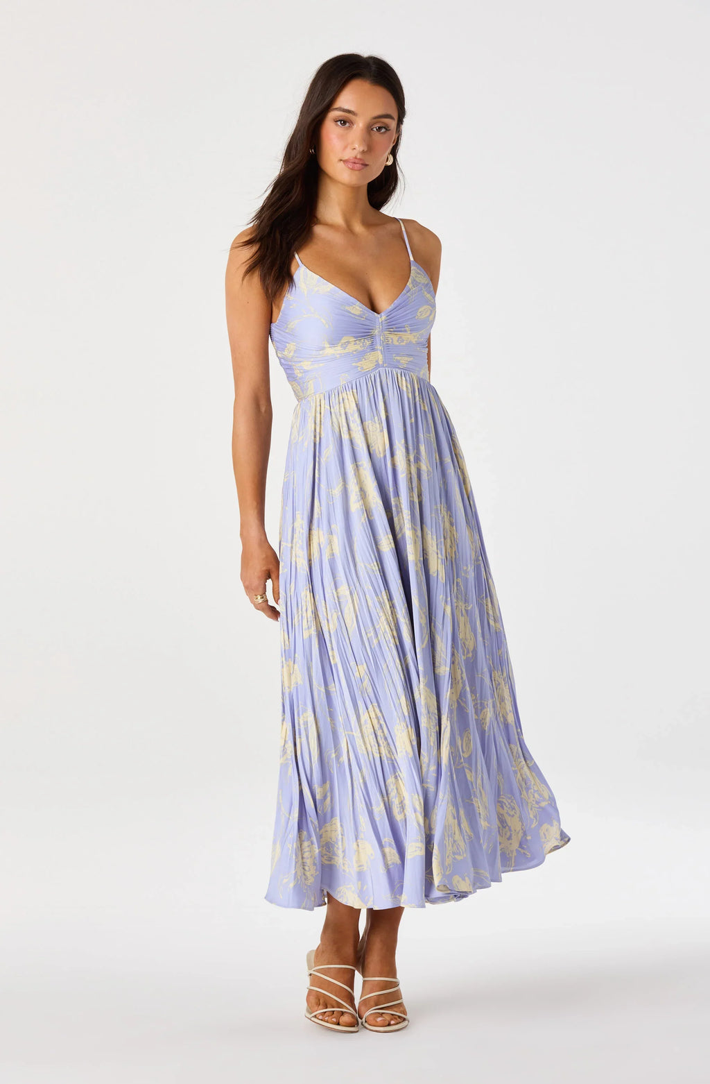 Maeve Pleated Satin Midi Dress