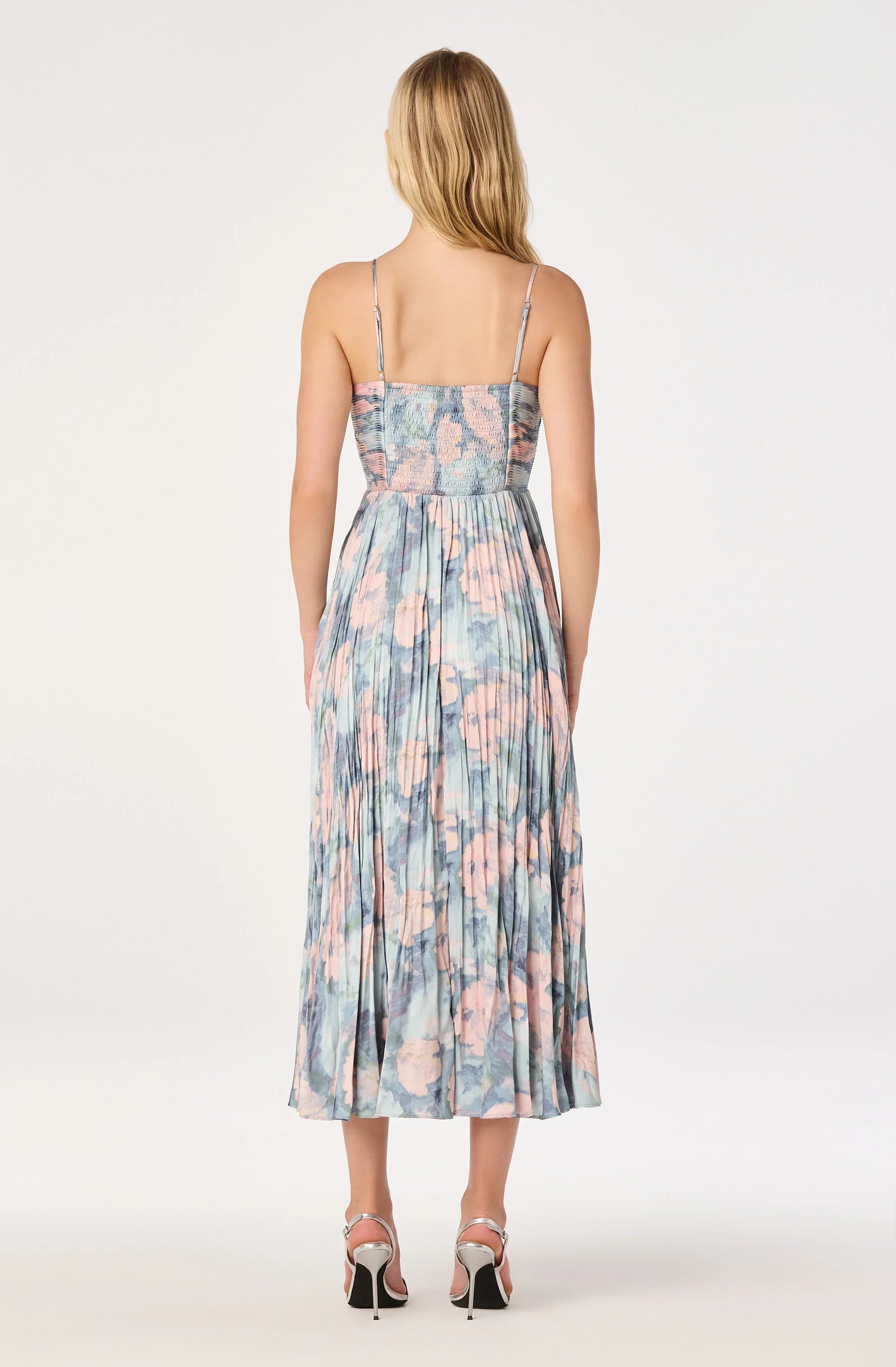 Maeve Pleated Satin Midi Dress