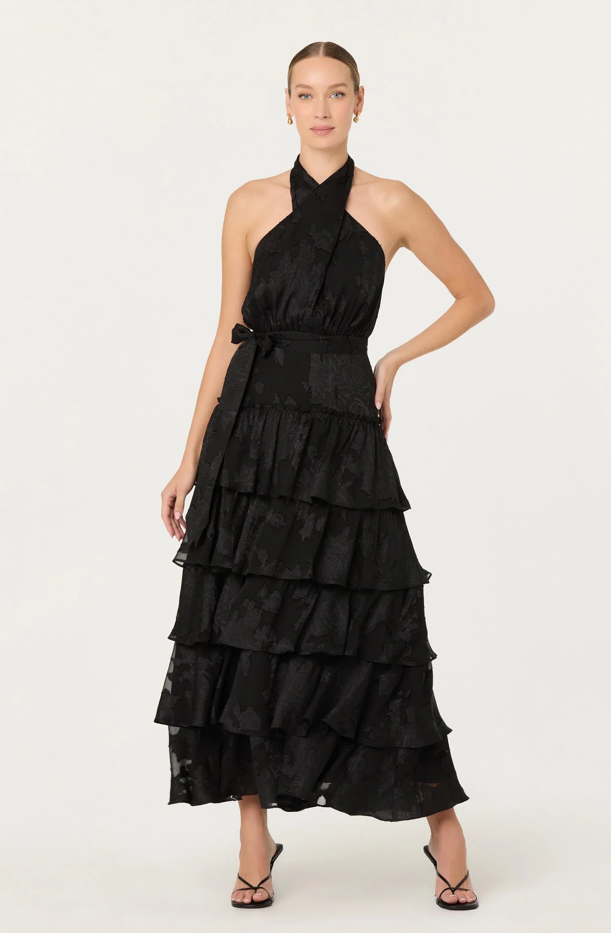 Adamaris Tiered Halter Maxi Dress